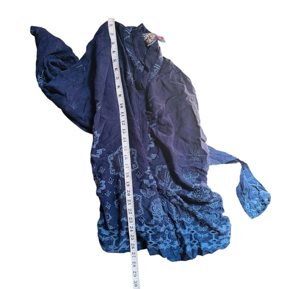 Johnny Was button down blue blouse in In Firefly Glow Navy NEW - Picture 9 of 10